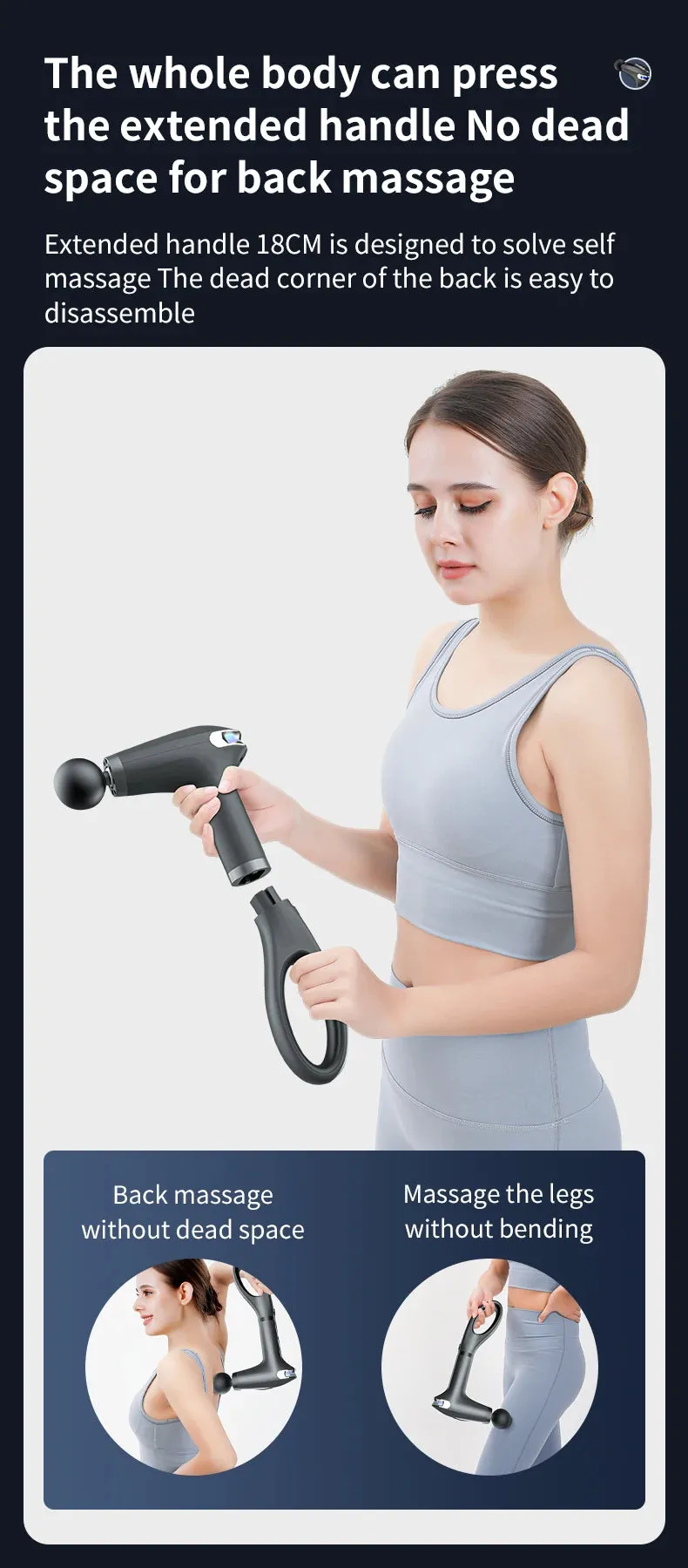 Professional Massage Gun Extended Handle Electric Fitness