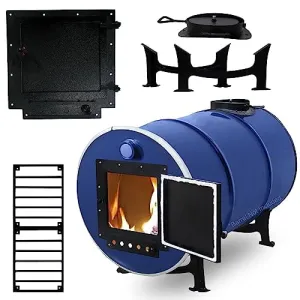 relaxed Sonret fire barrel kit â Perfect for 30-55 Gallon barrel metal barrel - With 55g burn barrel grate barrel stove kits - Fire wood camp stove barrel fire kit & fireplace grates For Cooking and survival