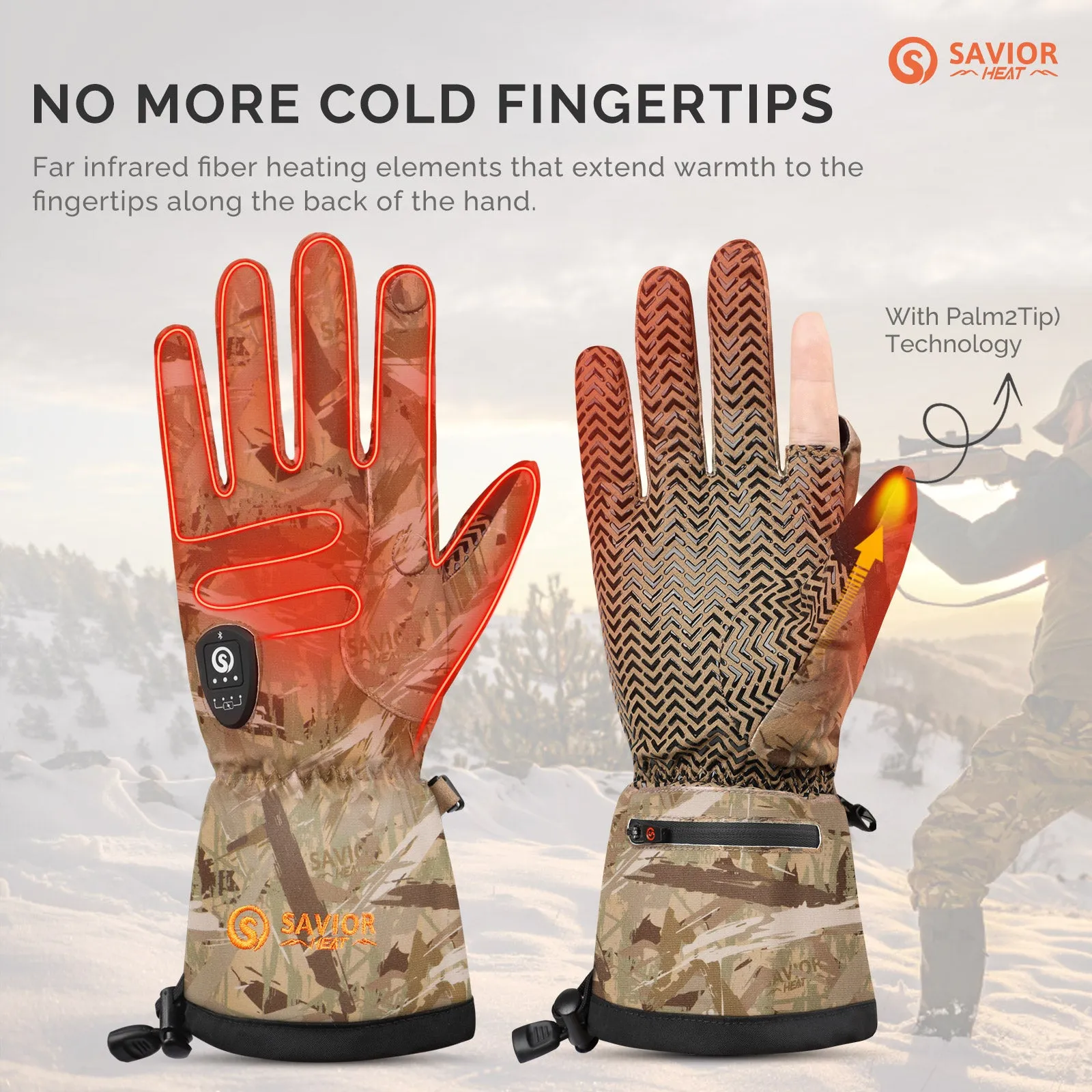 Savior Heated Hunting Gloves 2.0 Upgraded Heating Technology,3000mAh Fast-Charging Battery