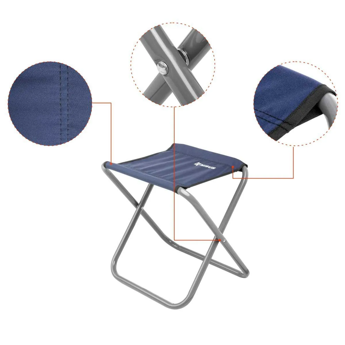 Set of 2 Blue Folding Camping Chairs with Steel Frame