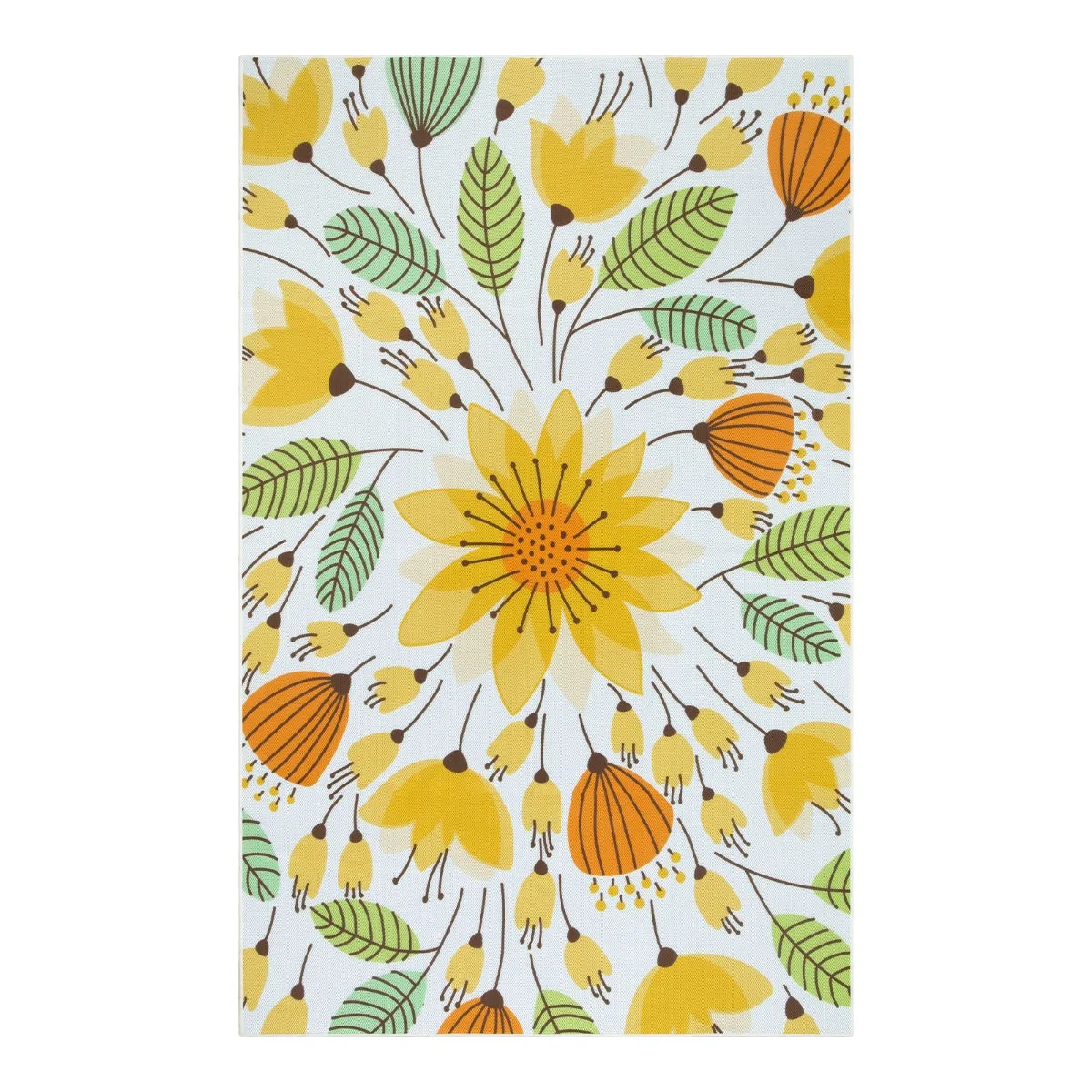 Soleil Floral Yellow Indoor Outdoor Rug