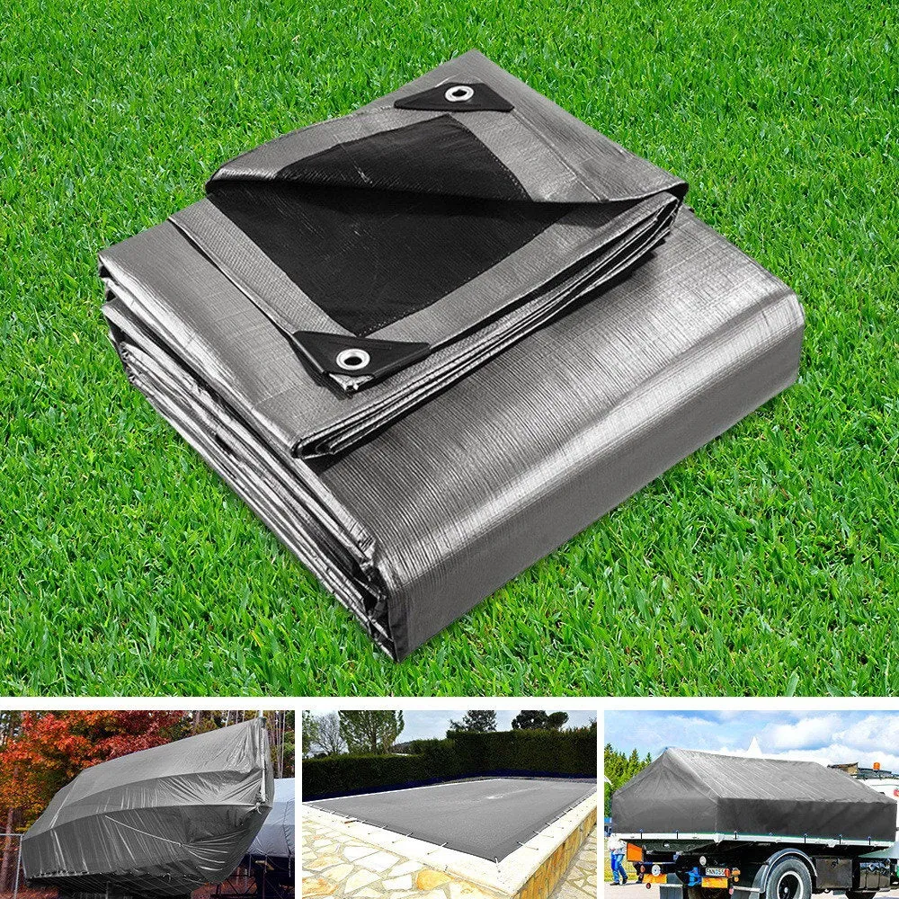 Tarp Camping Tarps Poly Tarpaulin Heavy Duty Cover 180gsm Silver 6 x 9m