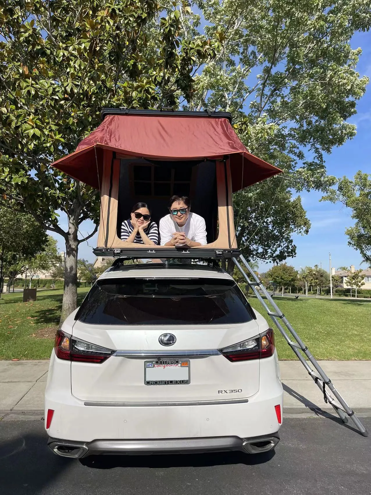 Trustmade Triangle Aluminium Black Hard Shell Beige Rooftop Tent Scout MAX Series ;  With Two Rainflies of Different Colors