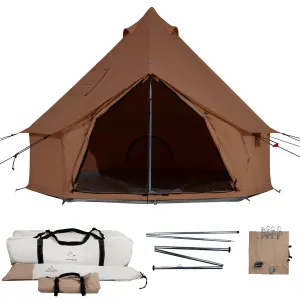 valiant Regatta Canvas Bell Tent, 360 Mesh, Sandstone Beige, 13', Water Repellent Glamping Yurt