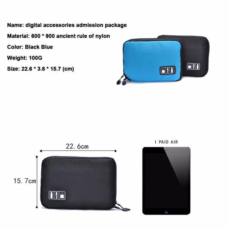 Waterproof Travel Kit- Nylon Cable Holder Bag/ Electronic Accessories USB Drive Storage Case Bag